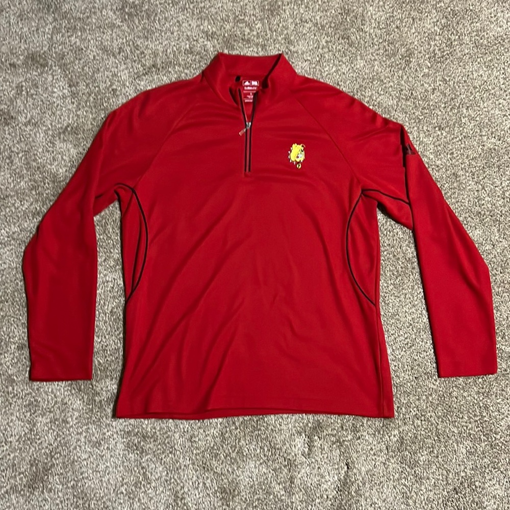 Adidas Golf Climalite Quarter Zip, Red, Small, Ferris State University